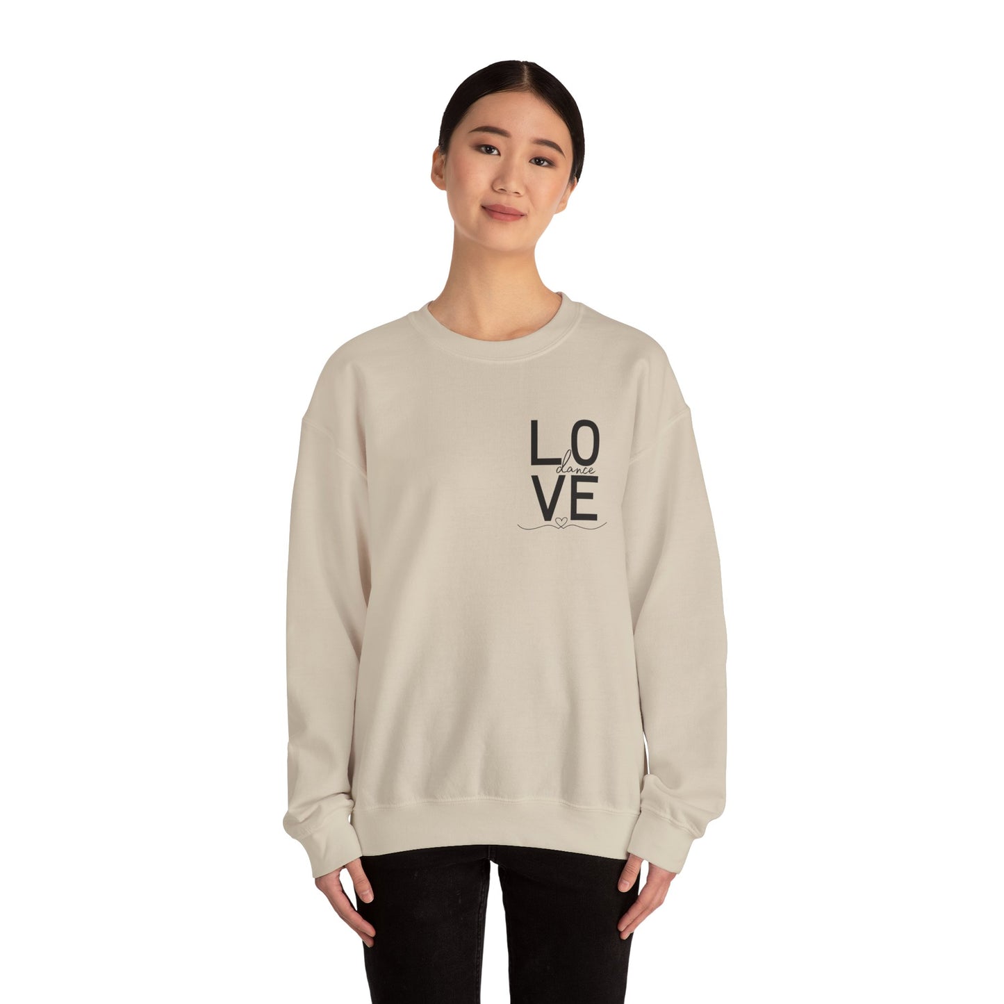 "LOVE Dance" Unisex Crewneck Sweatshirt – Script Letter Graphic Dance Lover Pullover