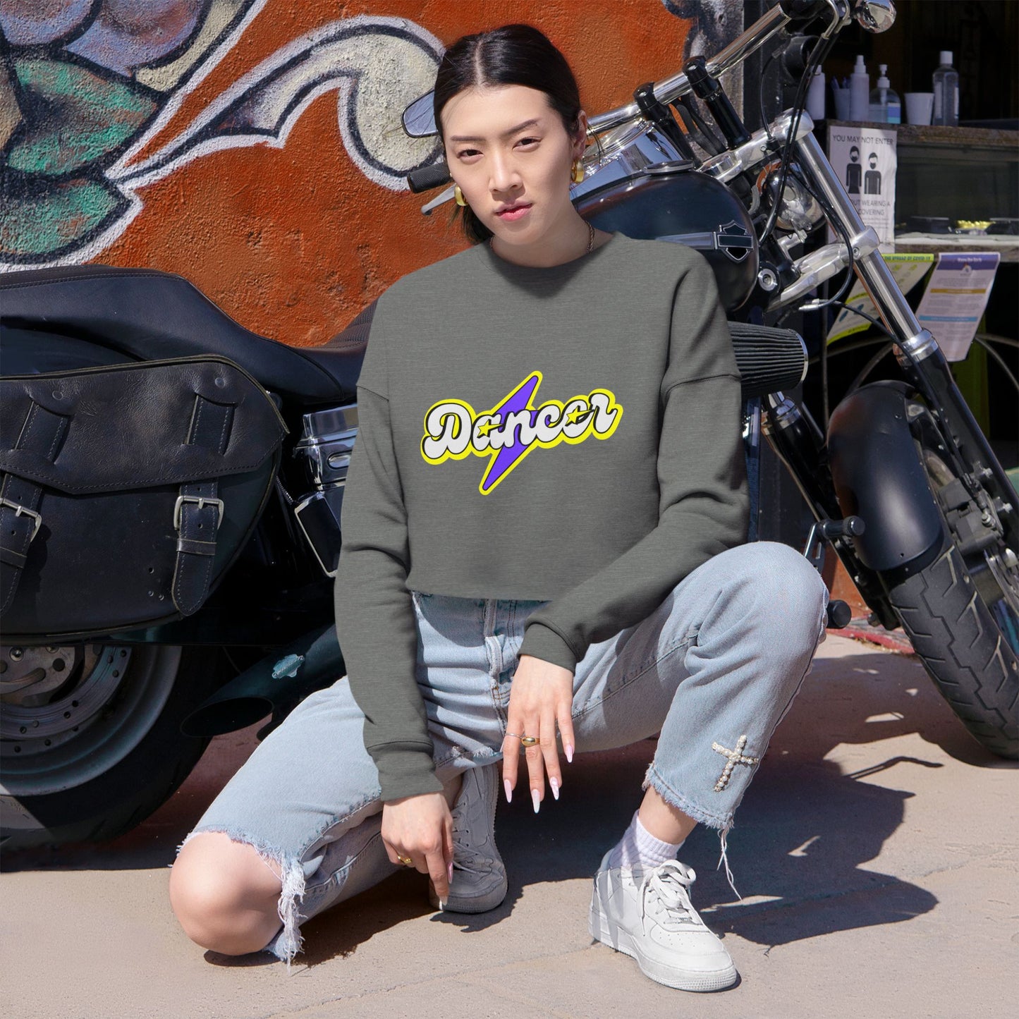 "Dancer" Women’s Cropped Dance Sweatshirt – Superhero-Inspired Graphic | Bold Dance Apparel for Strong, Empowered Movers