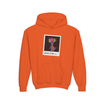 "Shake It Like a..." Youth Hooded Sweatshirt – Carnival-Inspired Samba Dancer Graphic Fleece Hoodie for Kids and Teens