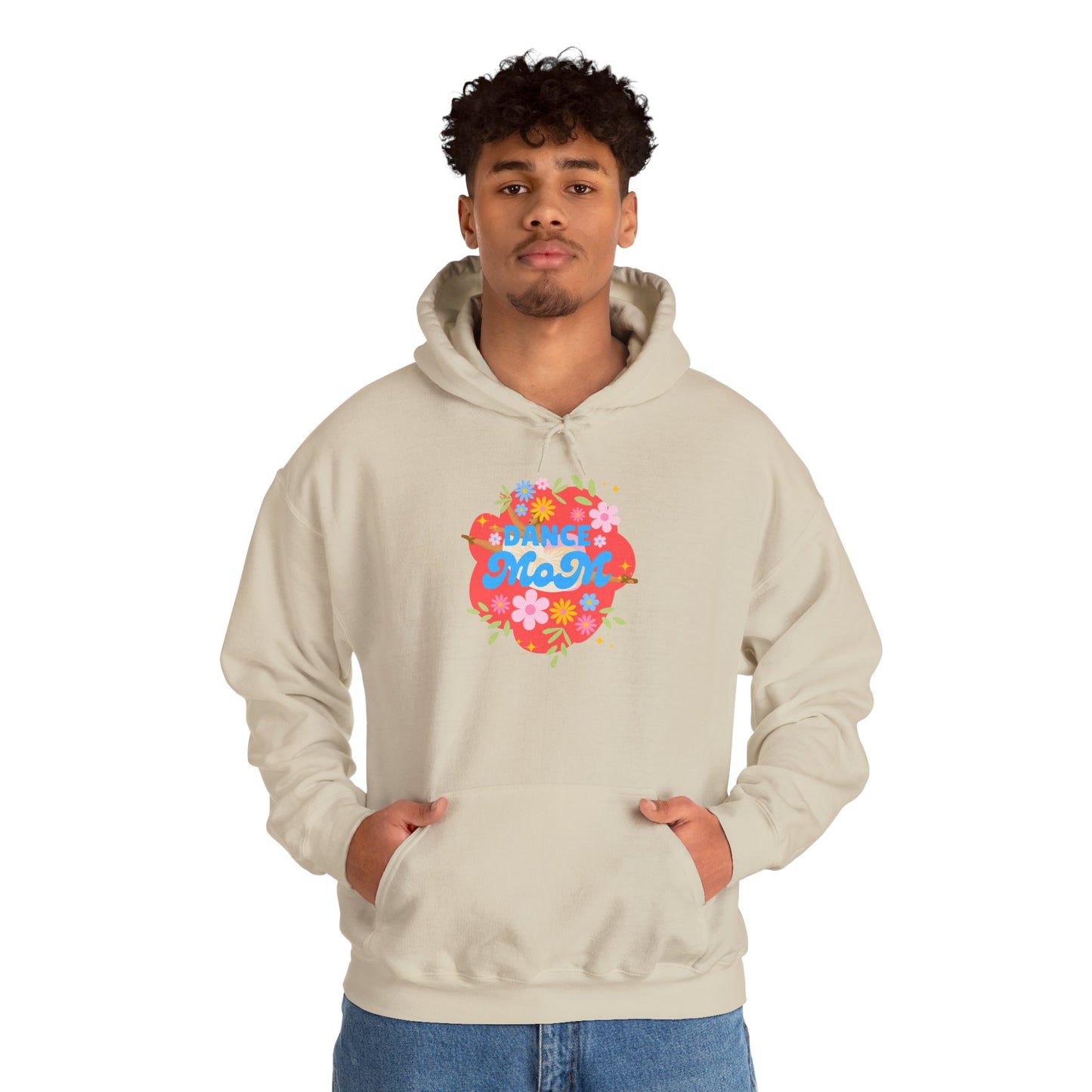 "Dance Mom" Superhero Hoodie – Floral Front Graphic & Fun Back Design | Unisex Hooded Sweatshirt for Proud Dance Parents