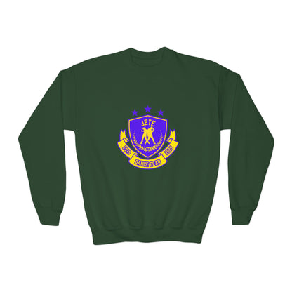 "Jeté Dance Gear" – Collegiate Style Youth Crewneck Sweatshirt | Bold Kids Dance Team Pullover
