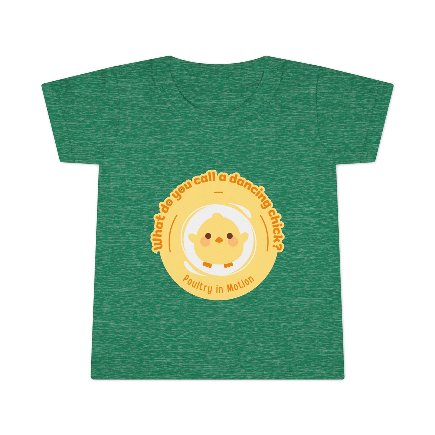 "What Do You Call a Dancing Chick? Poultry in Motion" Toddler Dance T-Shirt – Cute Chicken Graphic Short Sleeve Tee for Kids