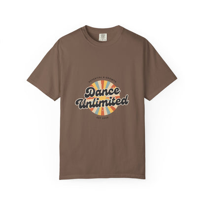 "Dance Unlimited, Potential & Growth" Unisex Garment-Dyed T-Shirt – Retro-Inspired Dance Motivation Graphic Tee – Inspirational Shirt for Dancers"