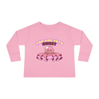 "You Are Tutu Sweet" Toddler Dance T-Shirt – Kawaii Cupcake in Tutu Graphic Long Sleeve Tee for Kids