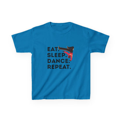 "Eat Sleep Dance Repeat" Youth Short Sleeve Tee – Bold B-Boy Graphic Hip-Hop Dance Shirt for Kids and Young Performers