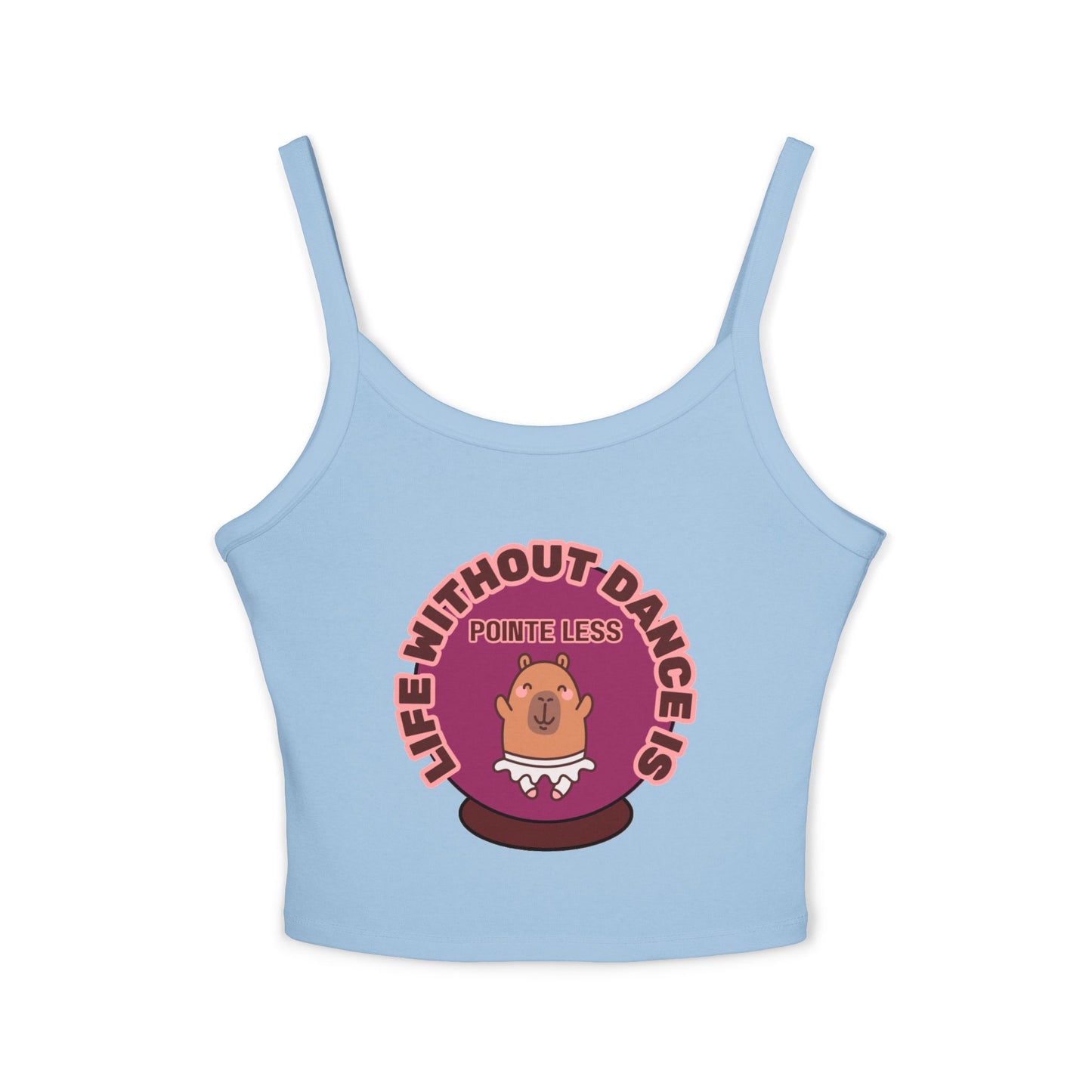 "Life Without Dance is Pointeless" Capybara Tank – Women's Spaghetti Strap Dance Top with Cute Animal Graphic