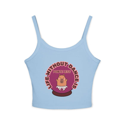 "Life Without Dance is Pointeless" Capybara Tank – Women's Spaghetti Strap Dance Top with Cute Animal Graphic