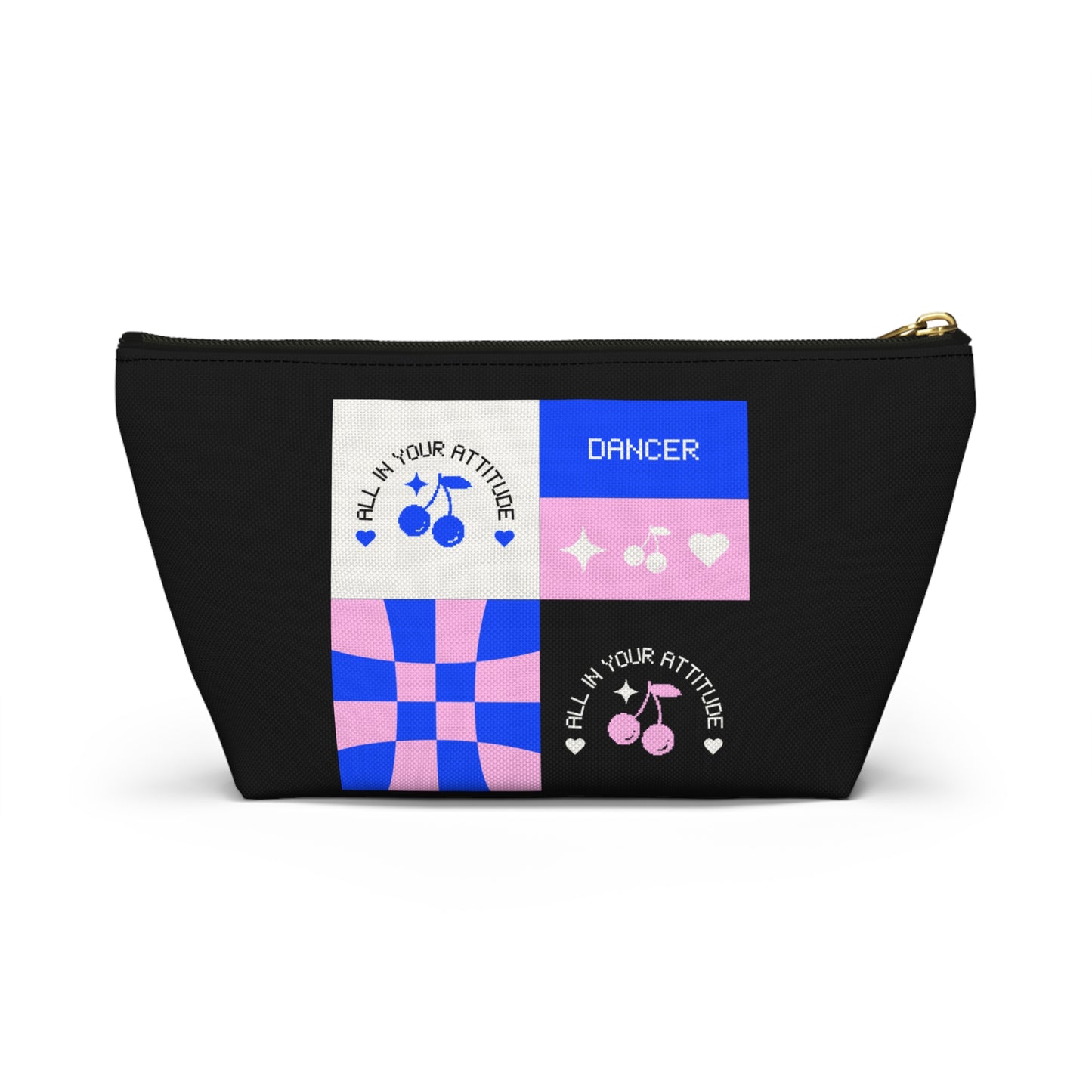 "Dancer - All in Your Attitude" Makeup Bag – Cute Retro Dance Graphic – Inspirational Dance-Themed Zipper Pouch for Cosmetics, Accessories & Gifts