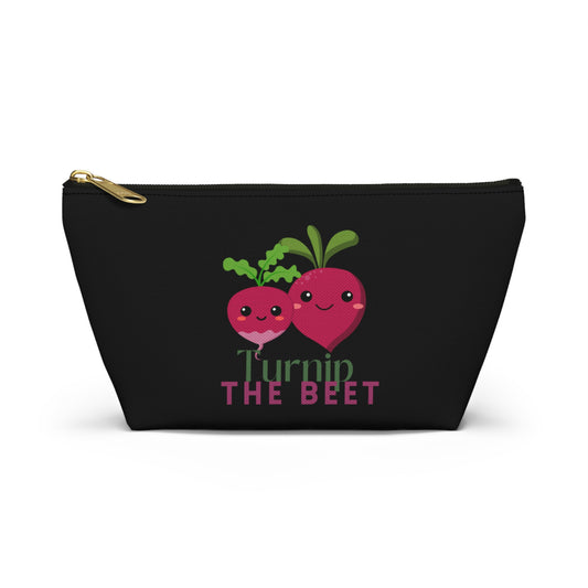 "Turnip the Beet" Makeup Bag – Cute Vegetable Dance Pun Graphic – Fun Dance-Themed Zipper Pouch for Cosmetics, Accessories & Gifts
