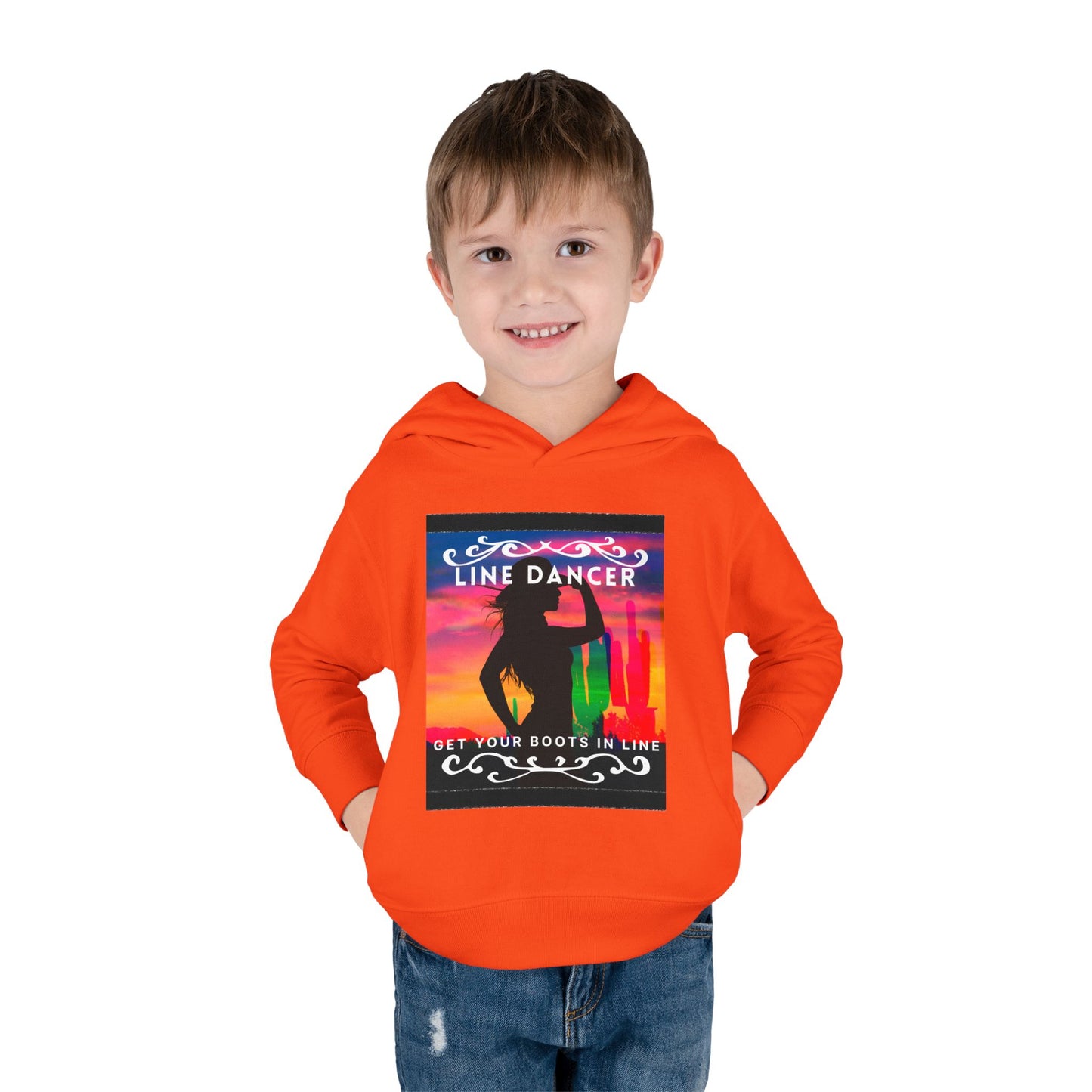 "Line Dancer, Get Your Boots in Line" Streetwear Dance Graphic – Toddler Pullover Hoodie