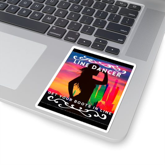 "Line Dancer, Get Your Boots in Line" Western-Inspired Graphic – Kiss-Cut Vinyl Dance Sticker
