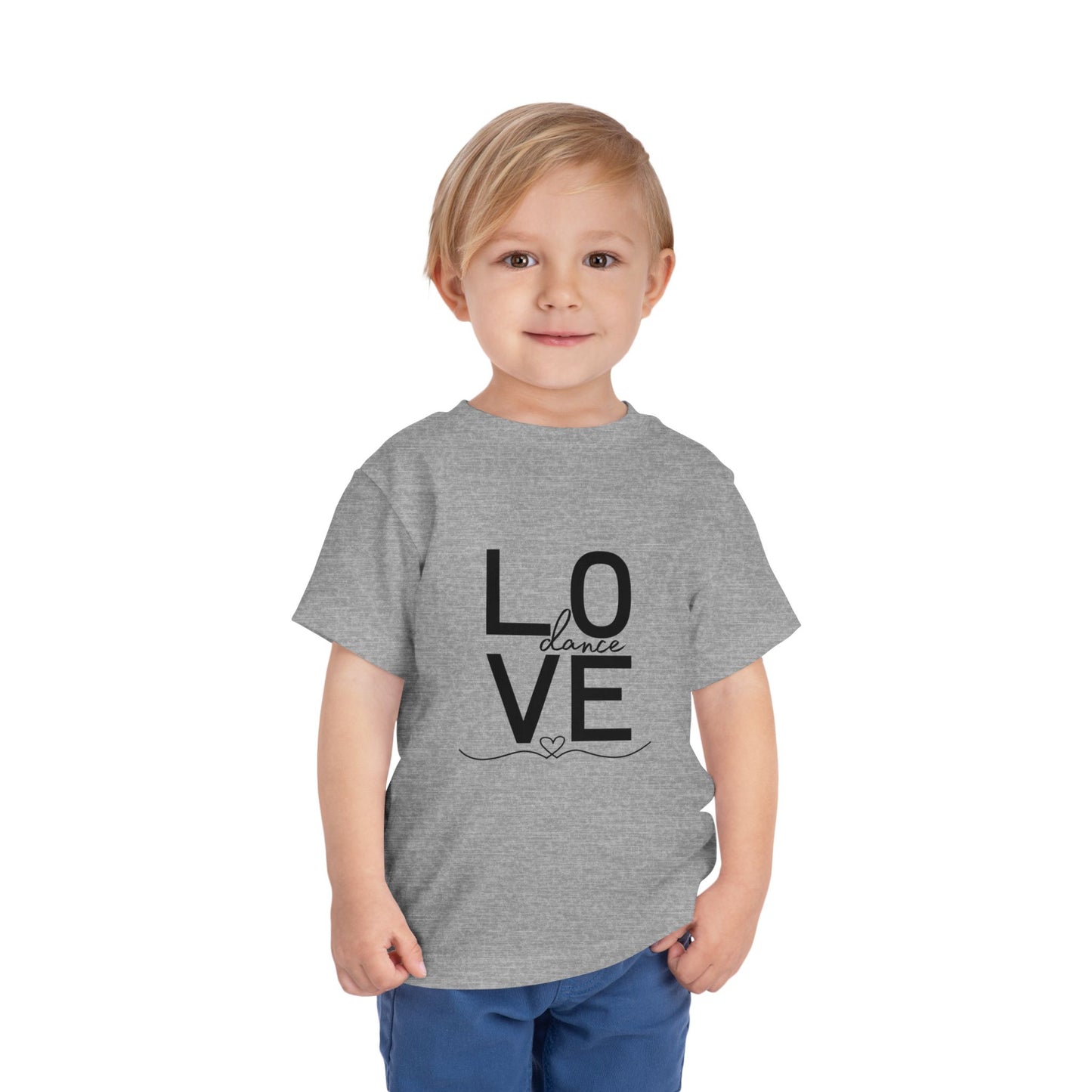 "LOVE Dance" Toddler Short Sleeve Tee – Script Letter Graphic Dance Lover T-Shirt