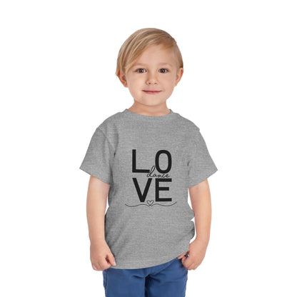 "LOVE Dance" Toddler Short Sleeve Tee – Script Letter Graphic Dance Lover T-Shirt