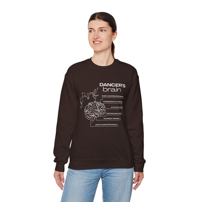 “Dancer’s Brain” Funny Dance Anatomy Sweatshirt – Unisex Heavy Blend Crewneck with Optional Name or Studio Personalization
