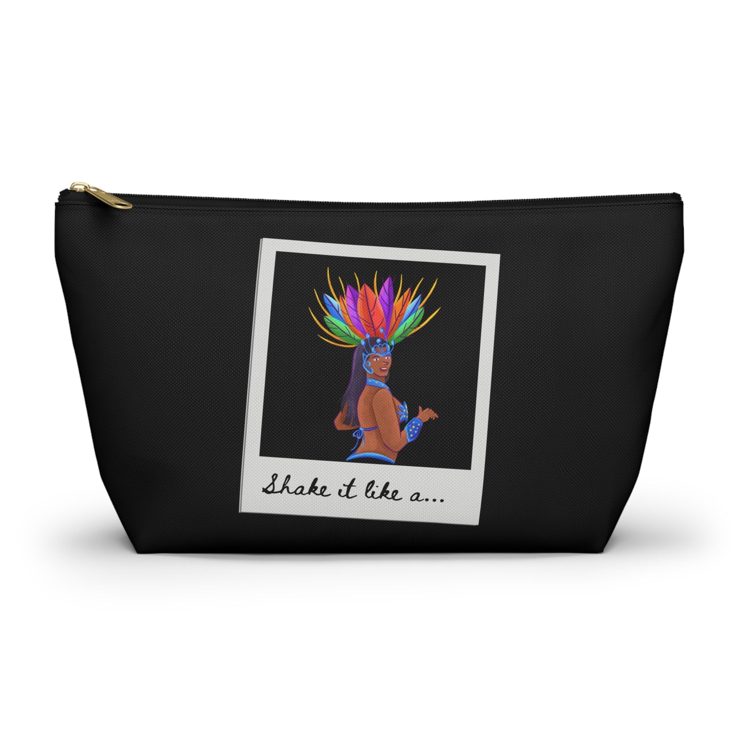 "Shake It Like a..." Makeup Bag – Carnival-Inspired Samba Dancer Graphic – Fun Dance-Themed Zipper Pouch for Cosmetics, Travel & Accessories