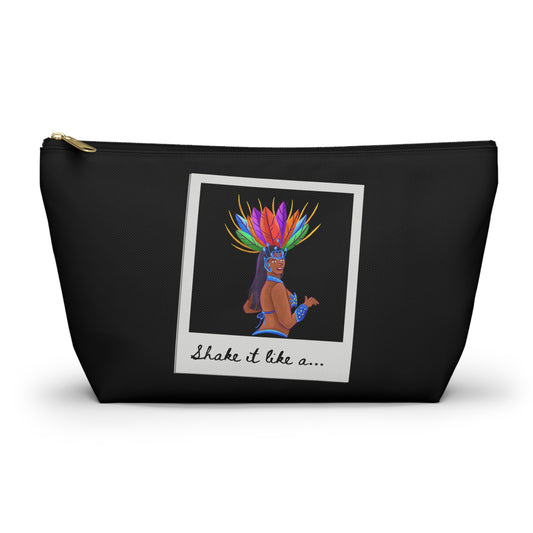 "Shake It Like a..." Makeup Bag – Carnival-Inspired Samba Dancer Graphic – Fun Dance-Themed Zipper Pouch for Cosmetics, Travel & Accessories