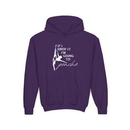 “If I Drop It, I’m Going to Penché” Unisex Youth Hoodie with Ballet Dancer Graphic – Funny Dance Hoodie for Kids & Teens, Personalized with Name or Studio