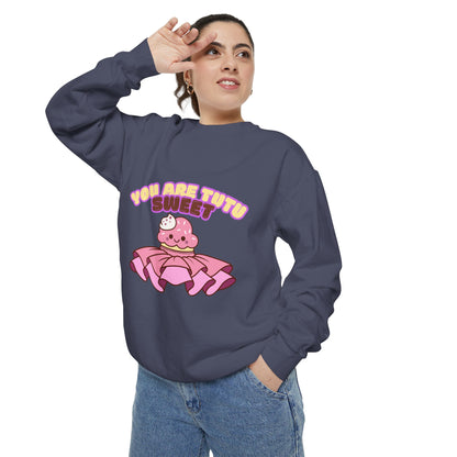 "You Are Tutu Sweet" Unisex Lightweight Crewneck Sweatshirt – Kawaii Cupcake in a Tutu Graphic Pullover for Ballet & Dance Lovers