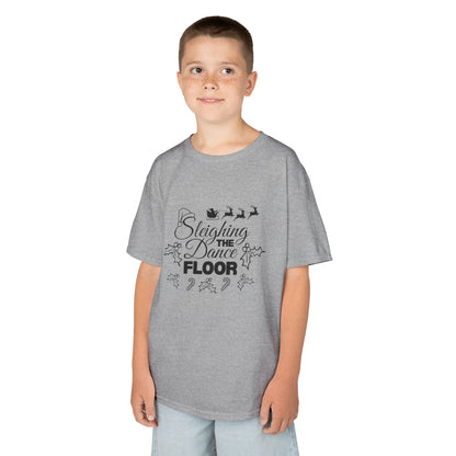 “Sleighing the Dance Floor” YOUTH TEE Short Sleeve with Santa’s Sleigh and Reindeer – Festive Christmas Dance Shirt for Kids and Young Dancers