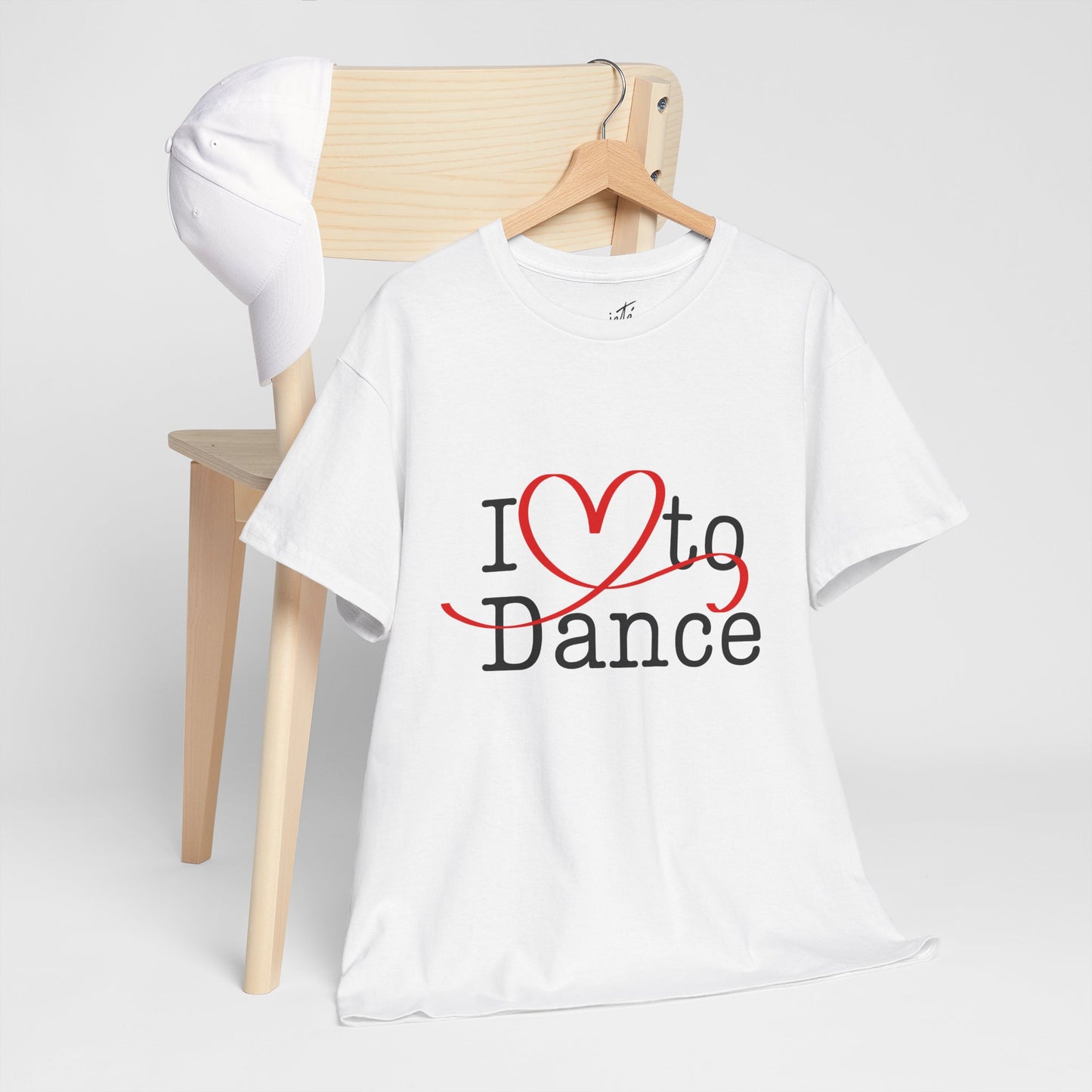 "I Love to Dance" Unisex Heavy Cotton Tee – Hand-Drawn Heart Graphic Dance Lover T-Shirt