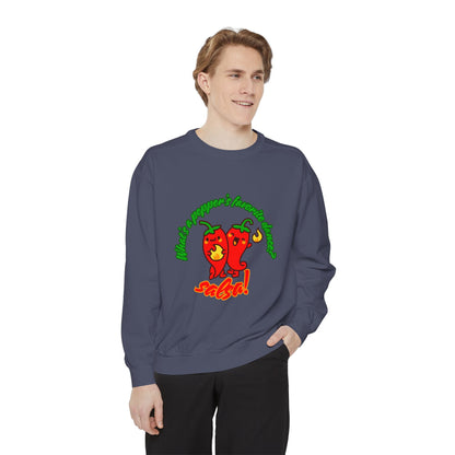 "What's a Pepper's Favorite Dance? Salsa!" Unisex Lightweight Crewneck Sweatshirt – Fun Dance Pun Pullover with Cute Pepper Graphic for Dancers & Food Lovers