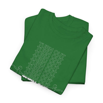 "Turn Out" Ballerina Graphic Unisex Heavy Cotton Tee – Ballet Dance T-Shirt for Dancers & Dance Enthusiasts