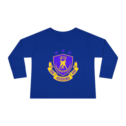 "Jeté Dance Gear" Toddler Dance T-Shirt – Collegiate-Inspired Dancer Graphic Long Sleeve Tee for Kids