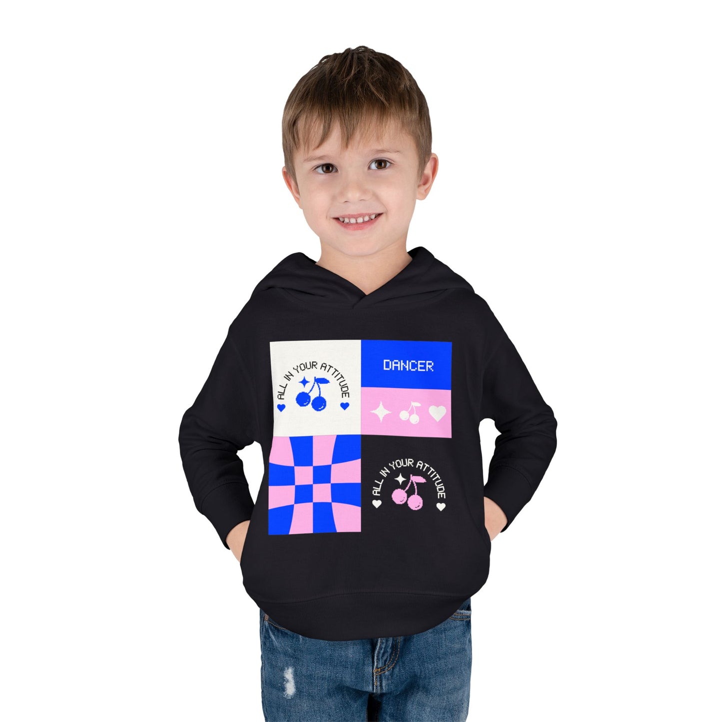 "Dancer – All in Your Attitude" Toddler Pullover Hoodie – Retro Dance Graphic Fleece Sweatshirt for Kids