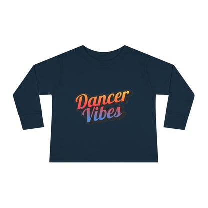 "Dancer Vibes" Toddler Dance T-Shirt – Colorful Text Graphic Long Sleeve Tee for Kids
