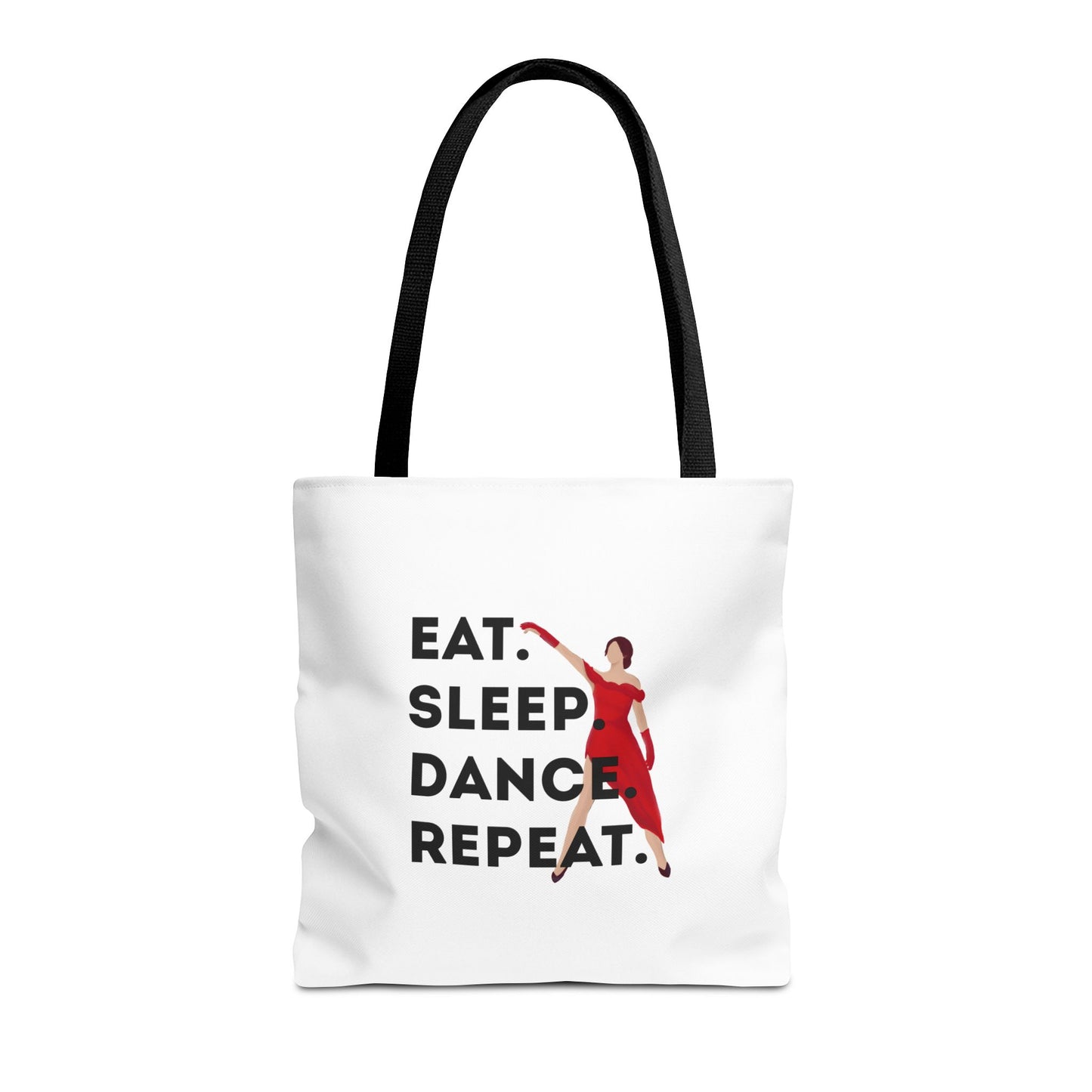 "Eat Sleep Dance Repeat" Canvas Tote Bag – Bold Dancer Graphic Dance Bag for Studio, School & Everyday Use