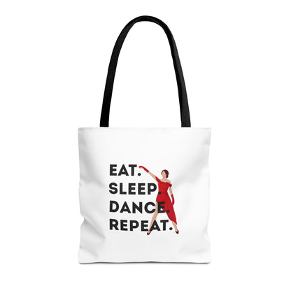 "Eat Sleep Dance Repeat" Canvas Tote Bag – Bold Dancer Graphic Dance Bag for Studio, School & Everyday Use