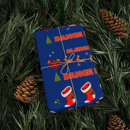 “Sleigh the Dance Floor” Christmas Wrapping Paper – Cute Retro Video Game–Style Holiday Gift Wrap for Dancers, Perfect for Dance Studios & Ballet Lovers