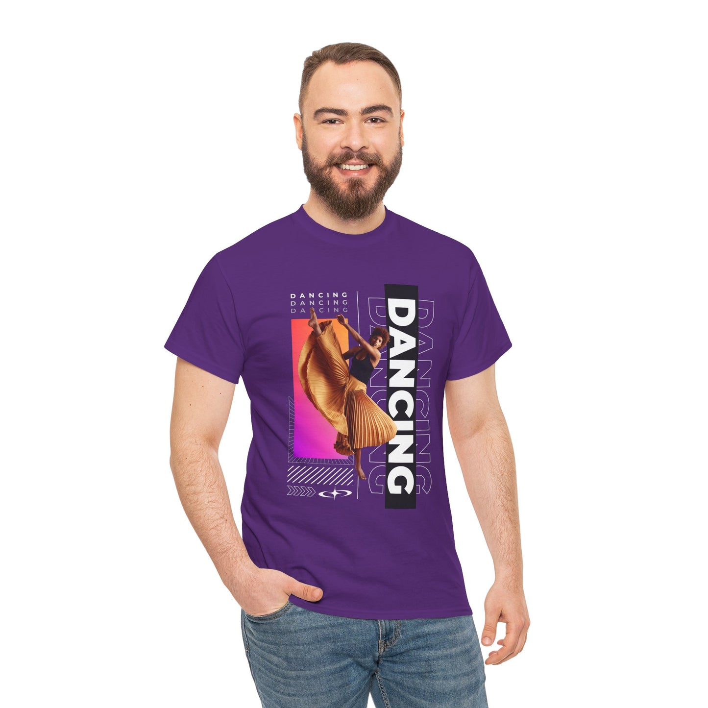 “Dancing” Streetwear-Inspired Female Dancer Unisex Heavy Cotton Tee – Urban Dance Graphic T-Shirt for Performers and Dance Lovers
