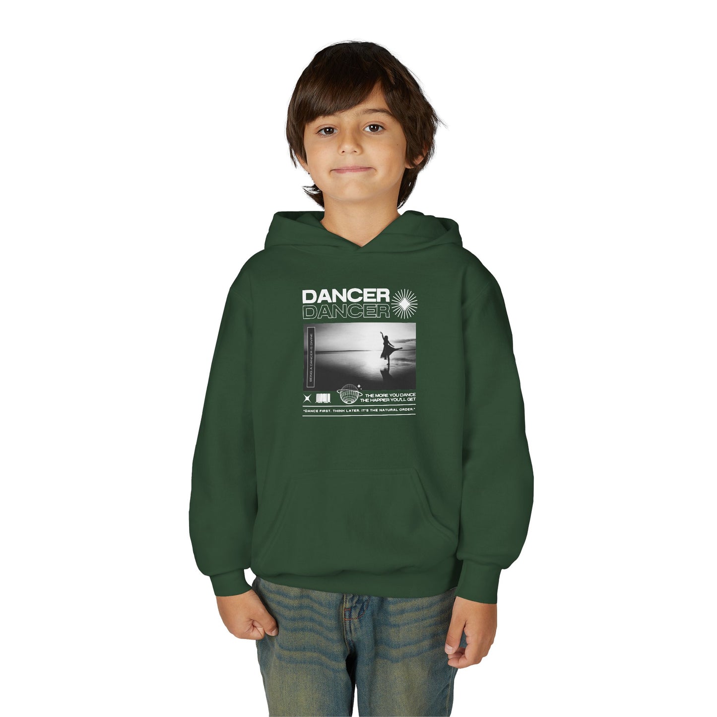 “Dancer” Arabesque on the Beach Graphic | Unisex Youth Hoodie – Streetwear-Inspired Ballet Dance Hoodie for Kids & Young Dancers