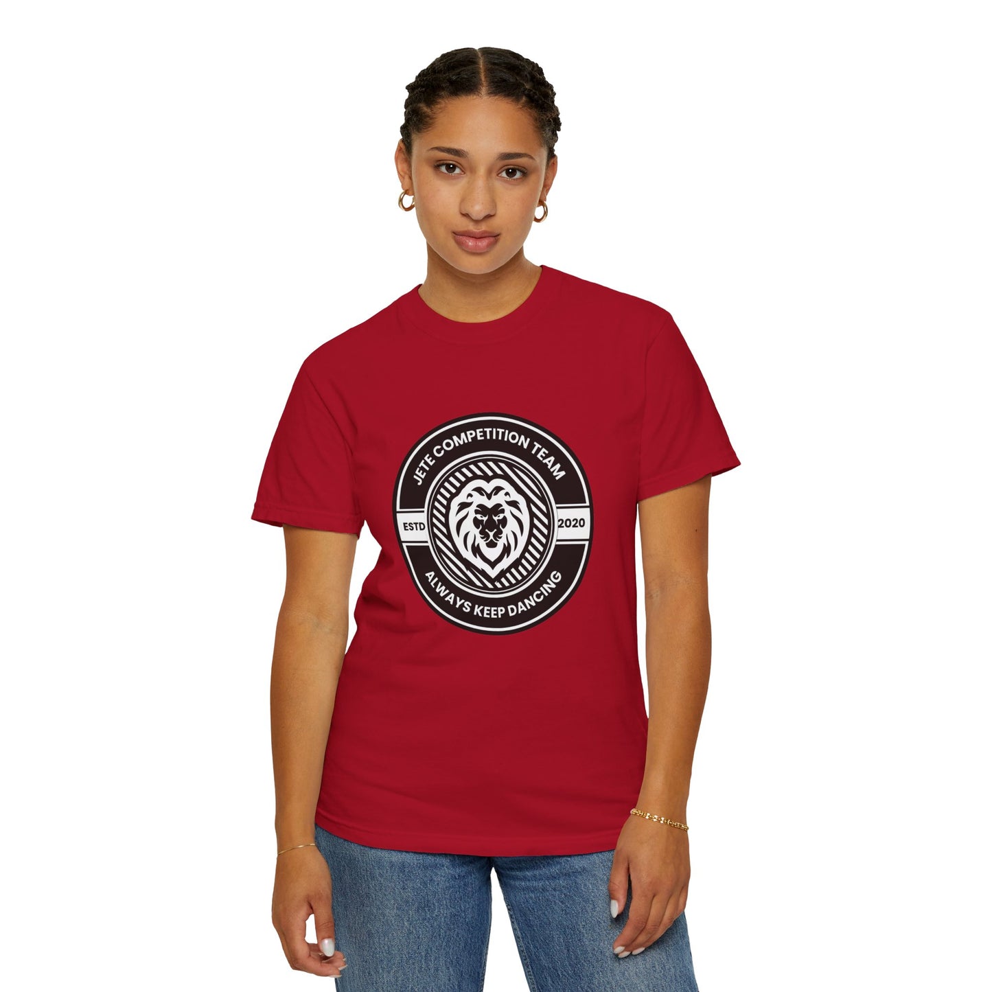 "Jeté Competition Team,  Always Keep Dancing" Unisex Garment-Dyed T-Shirt – Collegiate-Style Dance Graphic Tee – Shirt for Dancers & Teams