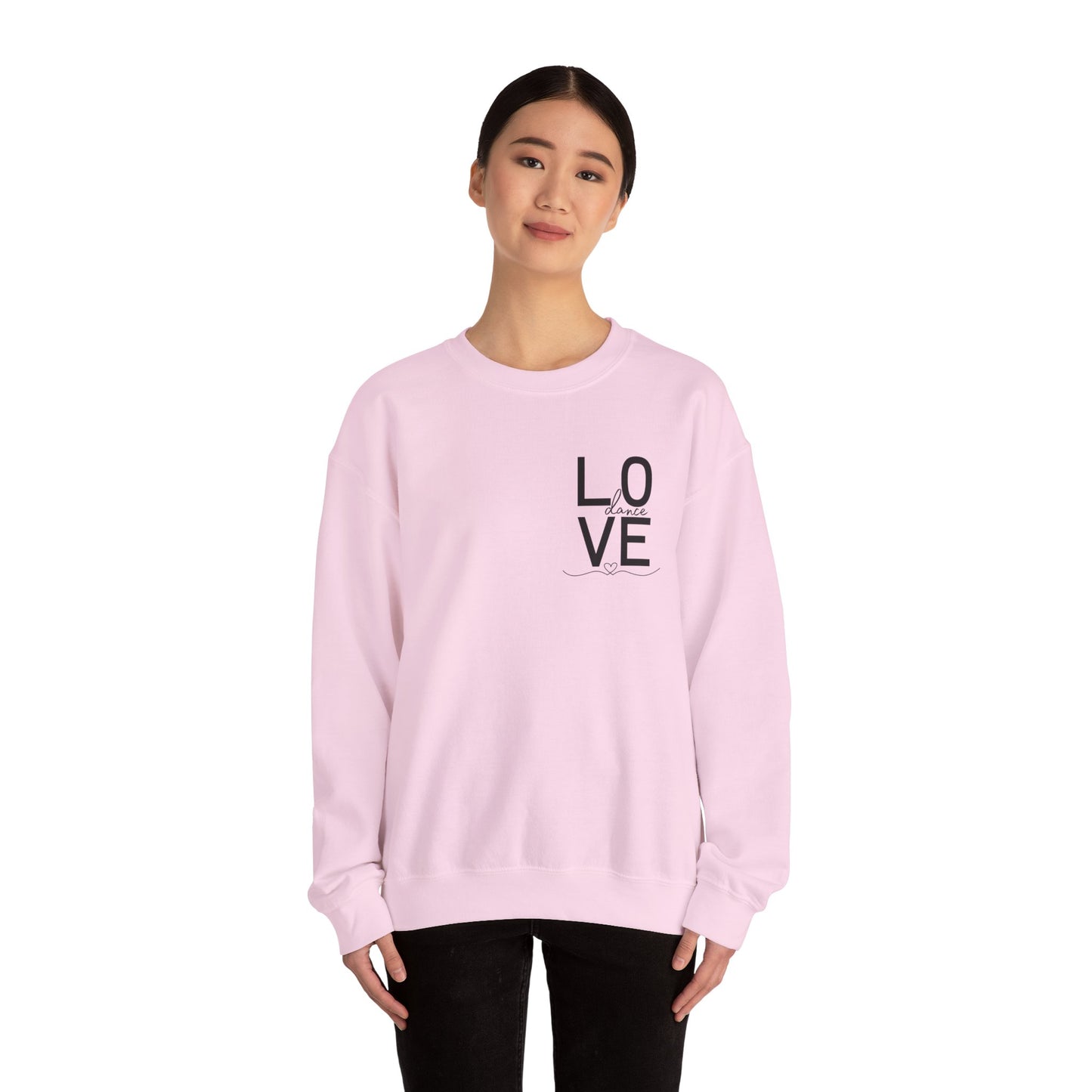 "LOVE Dance" Unisex Crewneck Sweatshirt – Script Letter Graphic Dance Lover Pullover