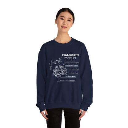 “Dancer’s Brain” Funny Dance Anatomy Sweatshirt – Unisex Heavy Blend Crewneck with Optional Name or Studio Personalization