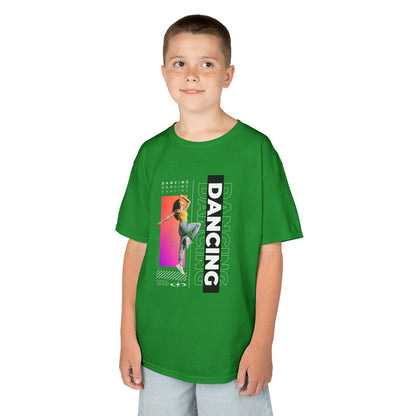 "Dancing" Youth Short Sleeve T-Shirt – Streetwear-Inspired Design with Female Dancer Graphic – Trendy Dance Apparel for Kids