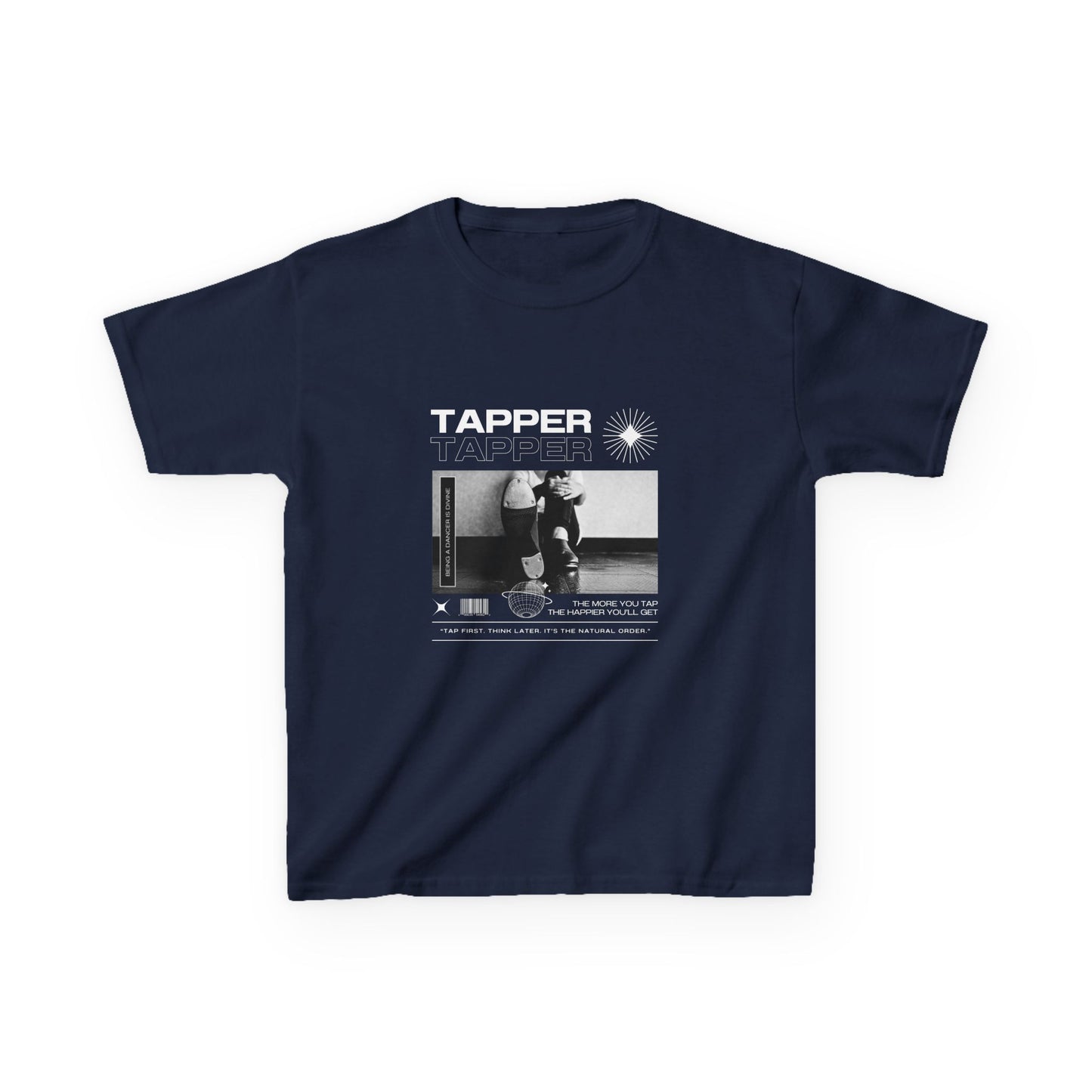 “Tapper” Youth Short Sleeve Tee – Streetwear-Inspired Tap Dance T-Shirt with Tap Shoes Graphic