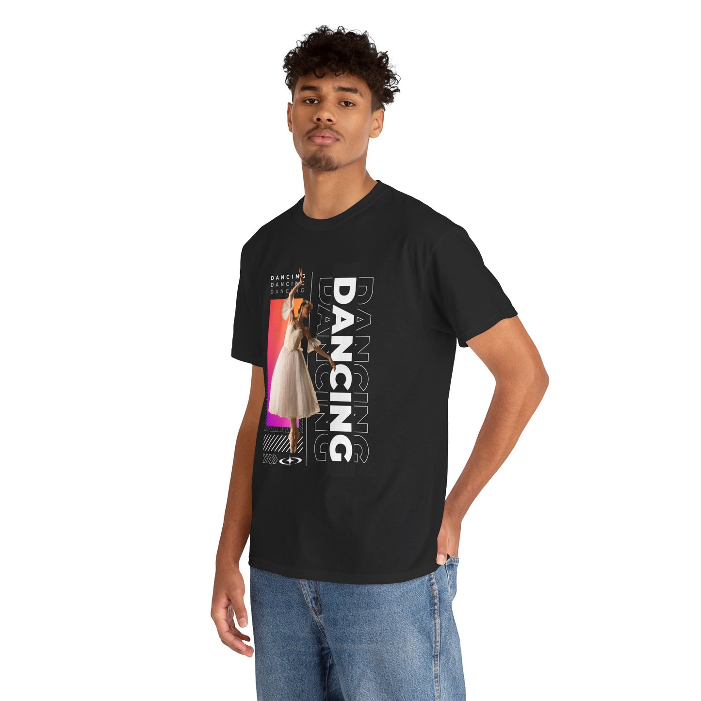 “Dancing” Streetwear-Inspired Female Dancer Unisex Heavy Cotton Tee – Urban Dance Graphic T-Shirt for Performers and Dance Lovers