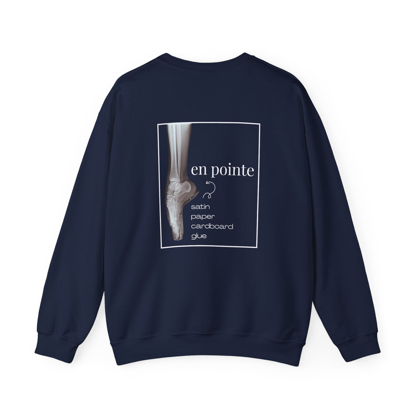 “I Dance en Pointe” - Optional Personalized Sleeve - Ballet Unisex Heavy Blend™ Crewneck Sweatshirt with Front and Back Print