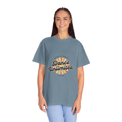 "Dance Unlimited, Potential & Growth" Unisex Garment-Dyed T-Shirt – Retro-Inspired Dance Motivation Graphic Tee – Inspirational Shirt for Dancers"