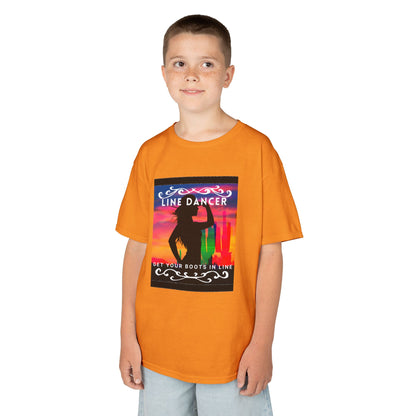 "Line Dancer – Get Your Boots in Line" Youth Short Sleeve Tee – Western-Inspired Country Dance Shirt for Kids