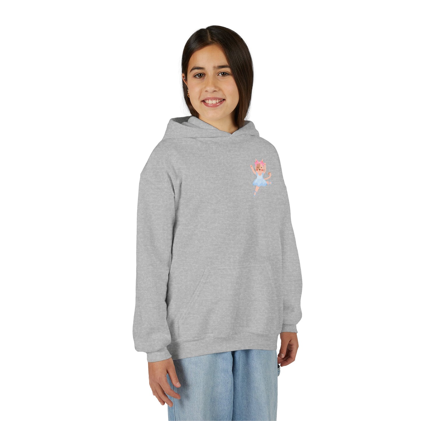 “Every Meow & Then I Dance” Adorable Dancing Cat Graphic | Cute Cat Dance Hoodie for Kids & Young Ballet Enthusiasts - Unisex Youth Hoodie
