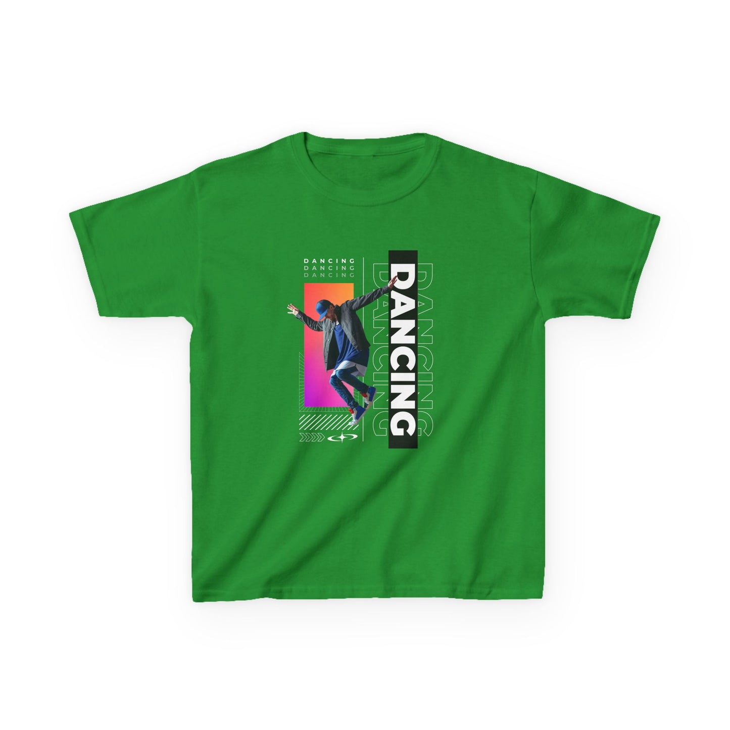 “Dancing” Youth Short Sleeve T-Shirt – Streetwear-Inspired Male Dancer Graphic – Stylish Kids Dance Apparel Tee