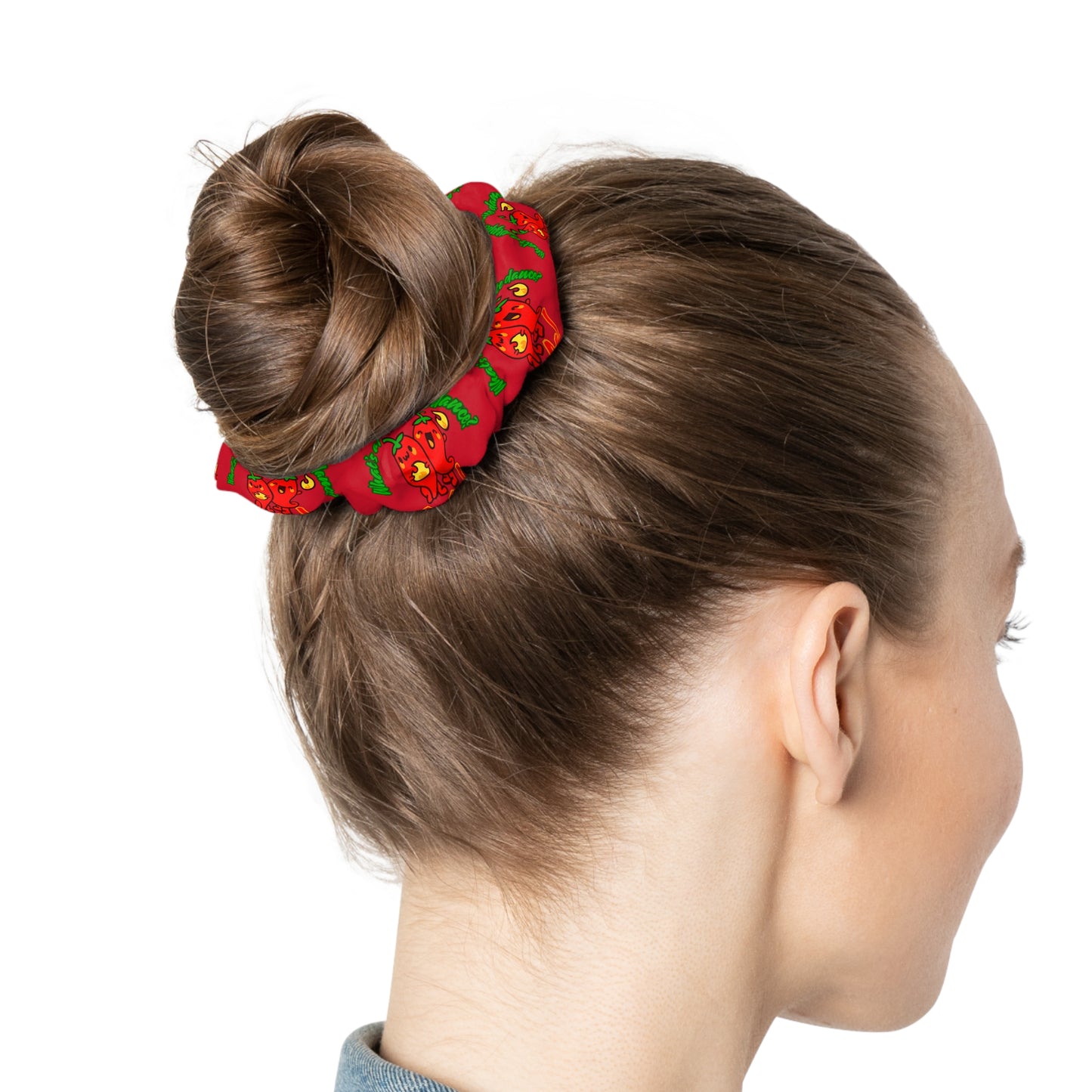 “What's a Pepper's Favorite Dance? Salsa!” Scrunchie – Funny Dance Pun Hair Accessory with Cute Pepper Graphic