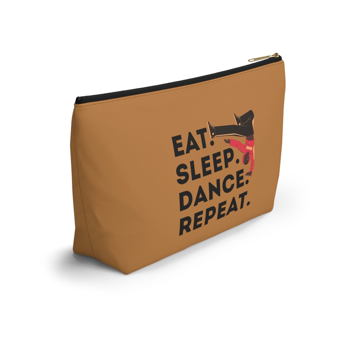 “Eat Sleep Dance Repeat” Makeup Bag – Bold B-Boy Dancer Graphic – Hip Hop Dance-Themed Zipper Pouch for Cosmetics, Accessories & Travel Essentials