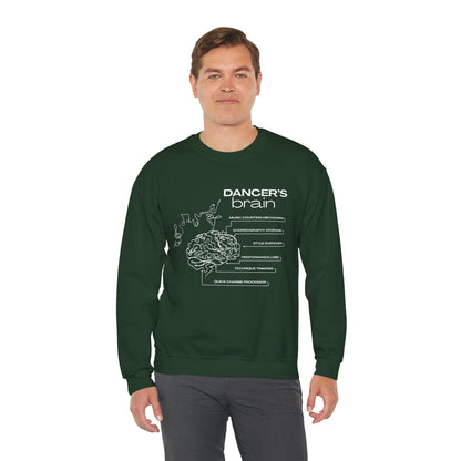 “Dancer’s Brain” Funny Dance Anatomy Sweatshirt – Unisex Heavy Blend Crewneck with Optional Name or Studio Personalization