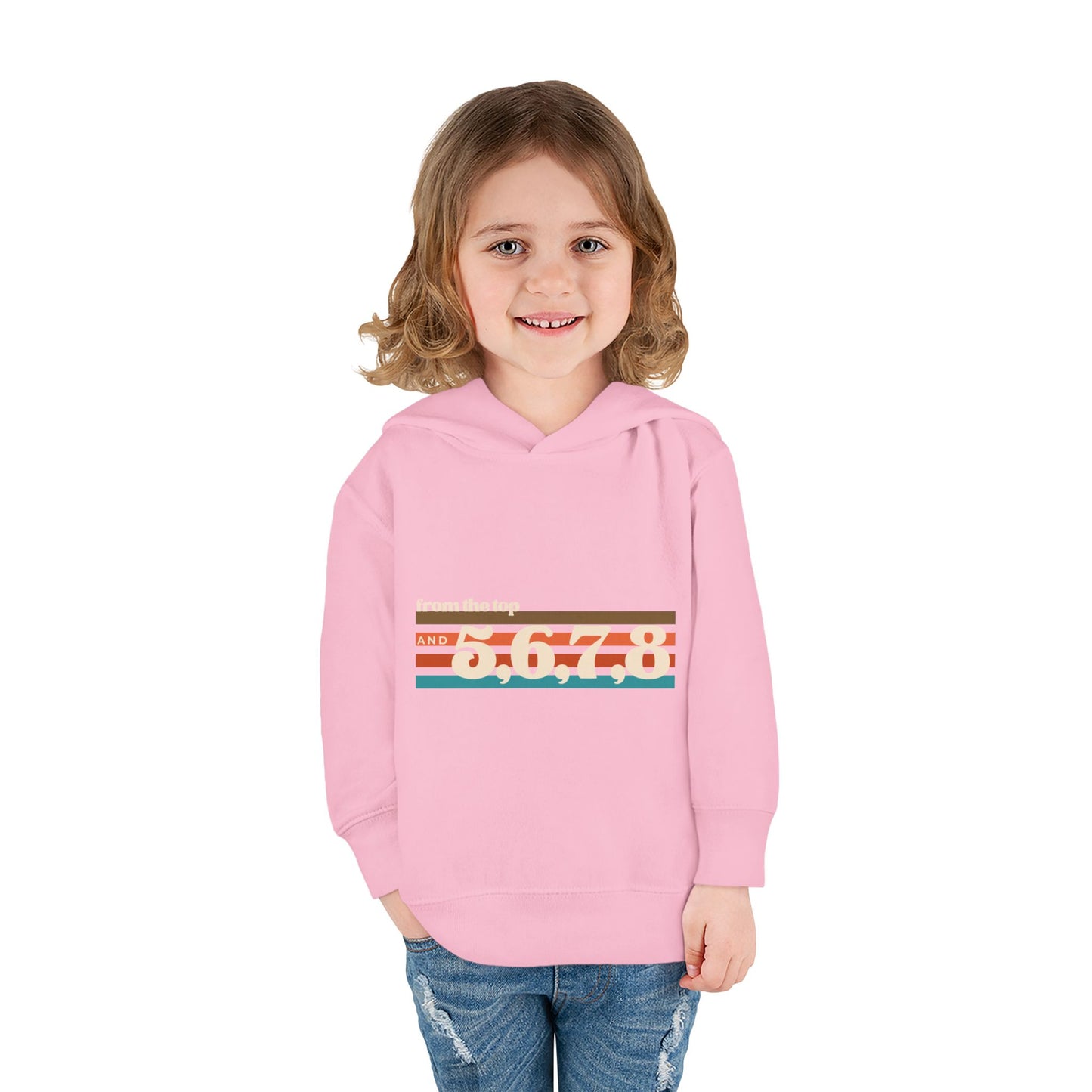 "From the Top and 5, 6, 7, 8" Toddler Pullover Hoodie – Retro Dance Rehearsal Graphic Fleece Sweatshirt for Kids