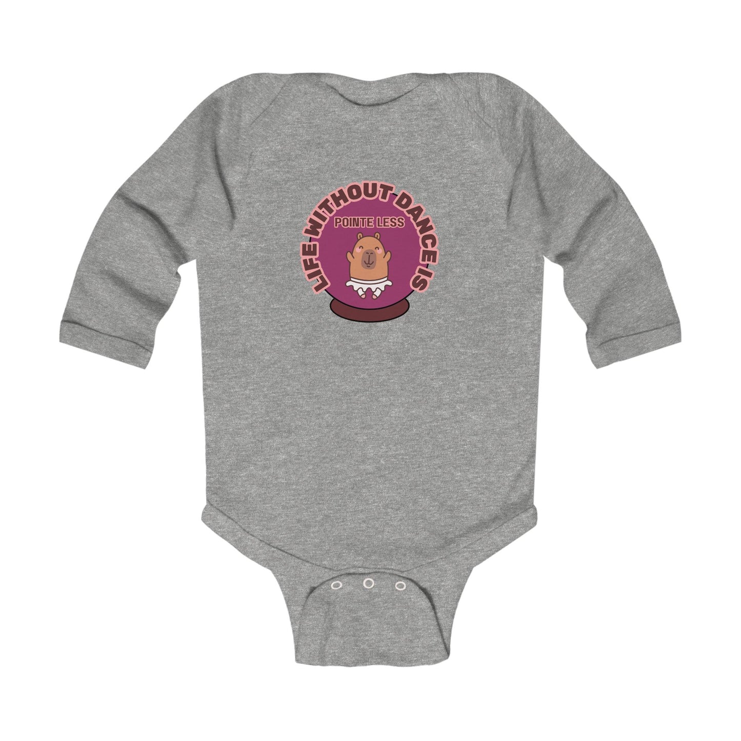 "Life Without Dance is Pointeless" Infant Long Sleeve Bodysuit – Retro Dance Graphic Baby Outfit for Ballet-Loving Families